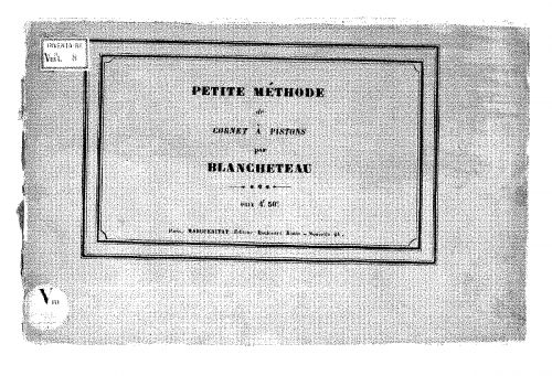 Blancheteau - Petite méthode de cornet à pistons - Score