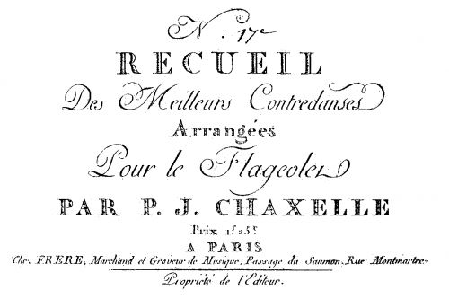 Chaxelle - Recueil des meilleurs contredanses - Score