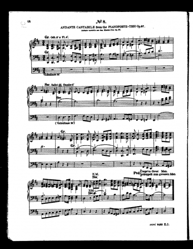 Beethoven - Piano Trio No. 7 in B-flat major - III. Andante Cantabile For Organ Solo (André) - Score