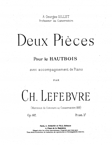 Lefebvre - Deux Pieces pour le Hautbois - Piano score and Oboe part