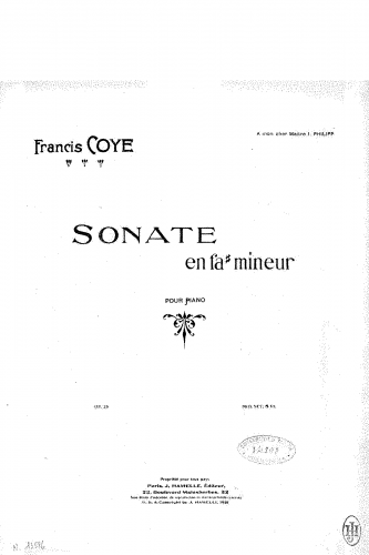 Coye - Sonate en fa dièse mineur - Score