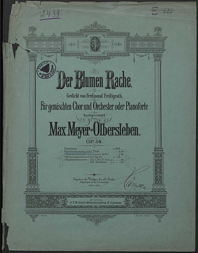 Meyer-Olbersleben - Der Blumen Rache - Vocal Score - Score