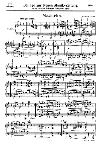 Haas - Mazurka in C major - Score