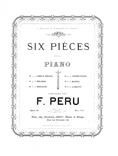 Péru - Six pièces - Score