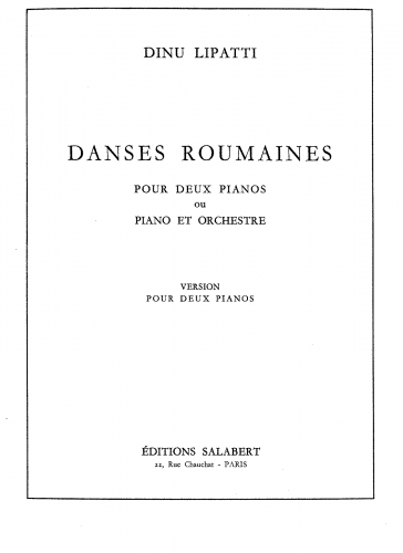 Lipatti - Danses roumaines - For 2 Pianos (Lipatti) - Score