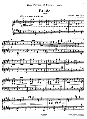 Cleve - Etude, Op. 5 - Score