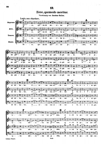 Handl - Ecce quomodo moritur iustus - Score