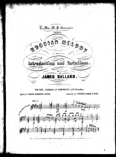 Ballard - Favorite Russian Melody with Introduction and Variations - Score