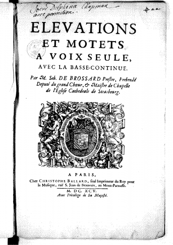 Brossard - Elévations et motets - Score