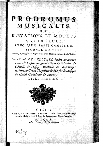 Brossard - Elévations et motets - Score