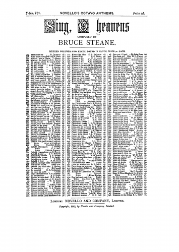 Steane - Sing, O Heavens - Score