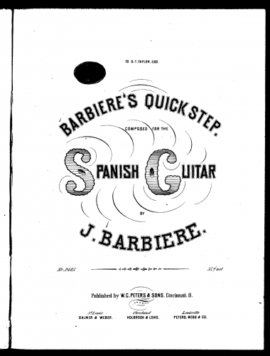 Barbiere - Barbiere's Quickstep - Score