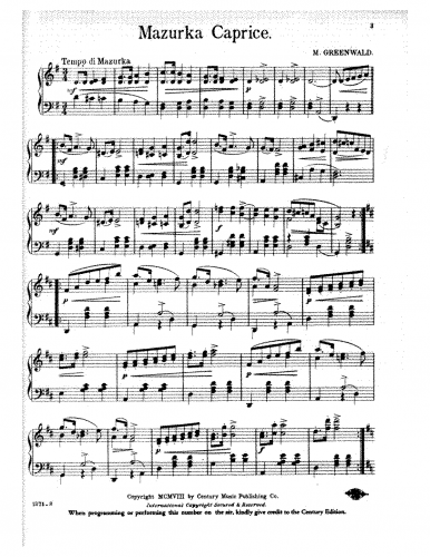 Greenwald - Mazurka-Caprice in G major - Score