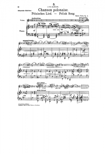 Pente - Chanson polonaise - Piano Score and Violin Part