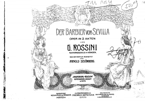 Rossini - Il barbiere di Siviglia, ossia L'inutile precauzione - For Piano 4 hands (Schoenberg) - Score