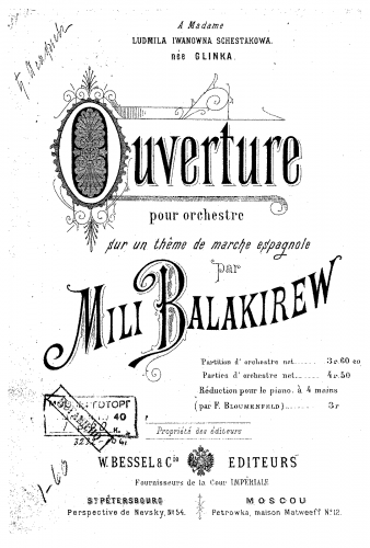 Balakirev - Overture on a Spanish March Theme - Score