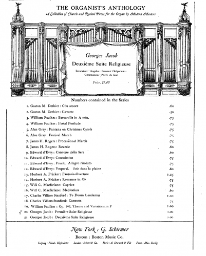 Jacob - Deuxième suite religieuse - Organ Scores - Score