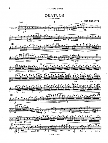 Ropartz - String Quartet No. 1 - Scores and Parts