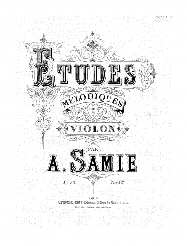 Samie - Études mélodiques - Score