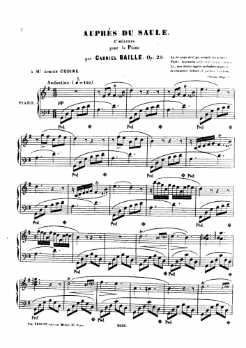 Baille - Auprès du Saule, 4e mélodie pour piano - Score