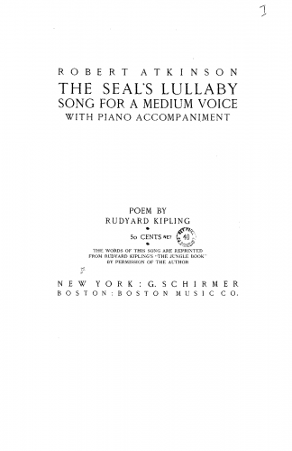 Atkinson - The Seal's Lullaby - Score