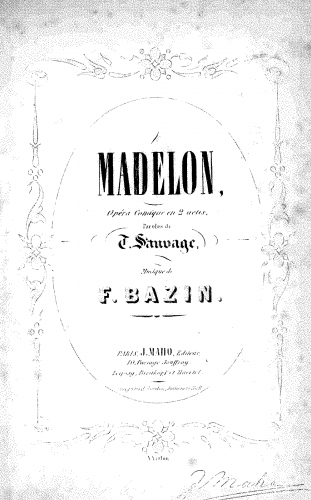 Bazin - Madelon - Vocal Score - Score