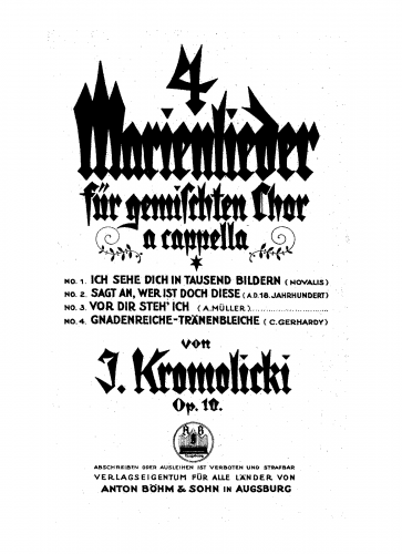 Kromolicki - 4 Marienlieder - Score