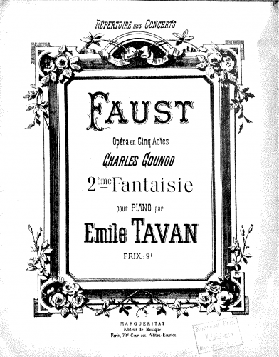 Tavan - Deux fantaisies sur 'Faust' - Fantaisie No. 2