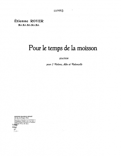 Royer - Pour le temps de la moisson