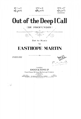 Martin - Out of the Deep I Call - Score