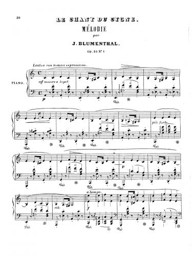 Blumenthal - 2 Mélodies - No. 1: Le Chant du Cigne.