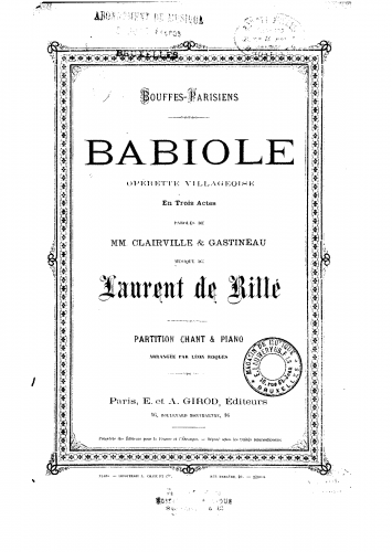 Rillé - Babiole - Vocal Score - Score