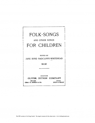 Radcliffe-Whitehead - Folk-songs and other Songs for Children - Score