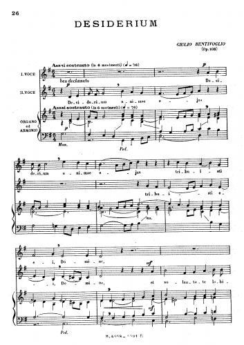 Bentivoglio - Desiderium - Score