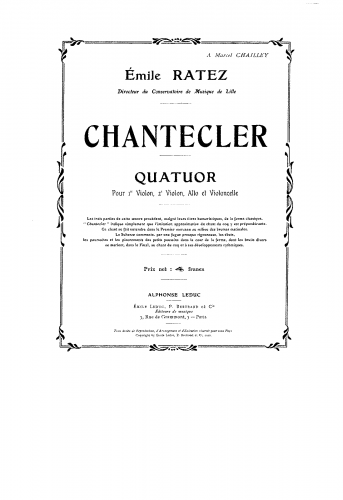 Ratez - 'Chantecler' for String Quartet, Op. 54