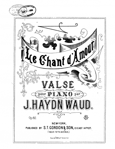 Waud - Le chant d'amour - Piano Score - Score