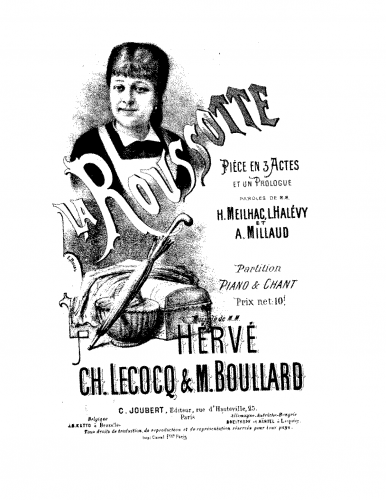 Hervé - La roussotte - Vocal Score - Score