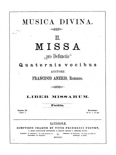 Anerio - Missa pro Defunctis - score