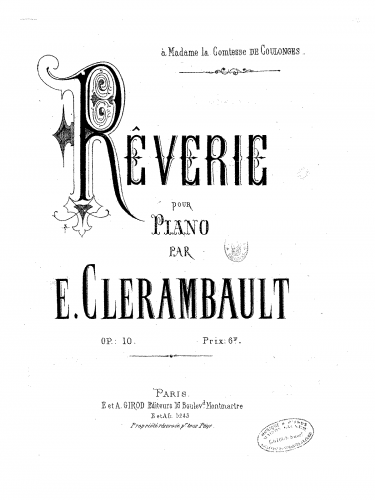 Clérambault - Rêverie - Score