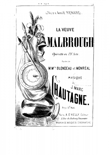 Chautagne - La veuve Malbrough - Vocal Score - Score