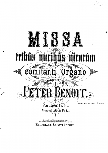 Benoît - Missa Tribus Vocibus Virorum - Score