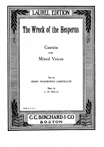 Mills - The Wreck of the Hesperus - Vocal Score - Score