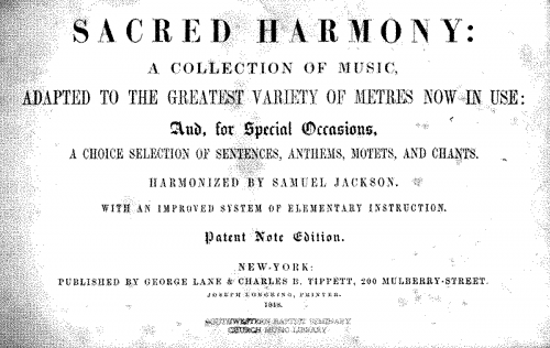 Jackson - Sacred Harmony, 1848 - Score