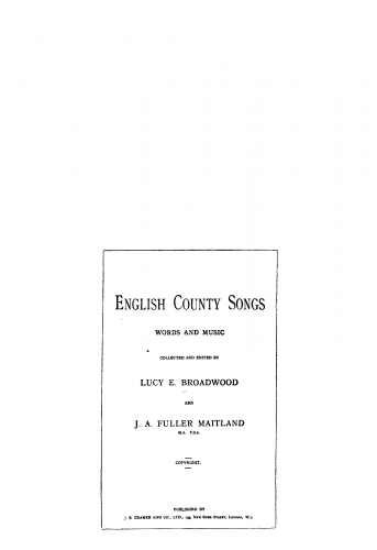 Broadwood - English County Songs - Score