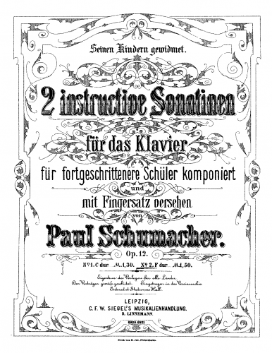 Schumacher - 2 instructive Sonatinen - Sonatina No. 2 in F major