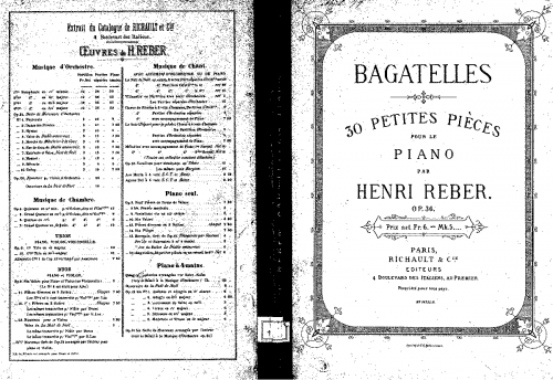 Reber - 30 petites pièces pour le piano - Piano Score - Score