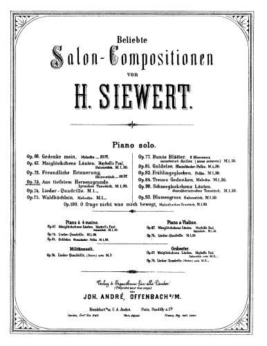 Siewert - Aus tiefstem Herzensgrunde - Score