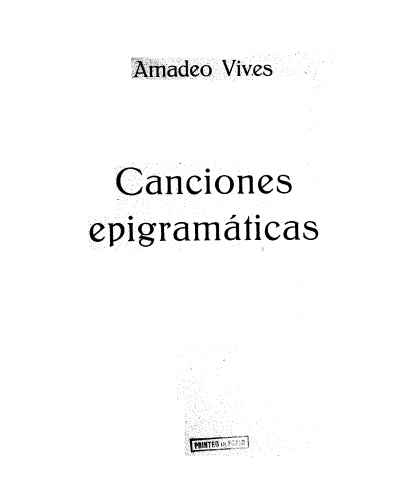 Vives - Canciones epigramáticas - Score