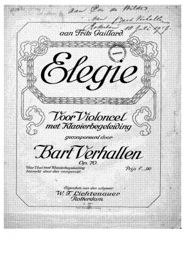 Verhallen - Elegie - Piano score