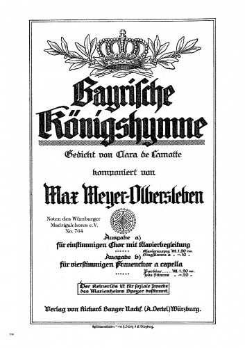 Meyer-Olbersleben - Bayrische Königshymne - Score